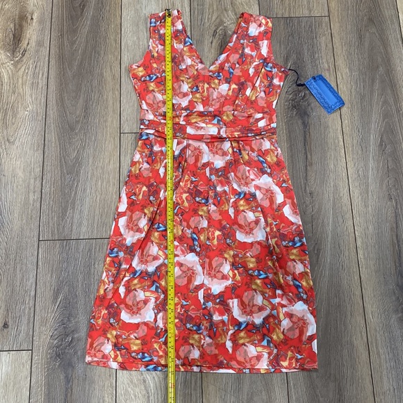 NWT SIMPLY VERA WANG Coral Pink Floral Midi Dress XS - Picture 12 of 13